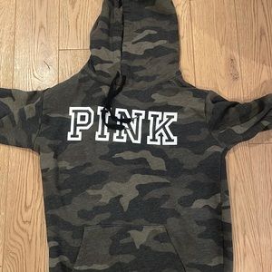 PINK size XS camo draw string sweatshirt